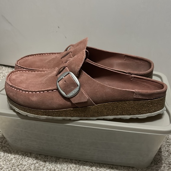 Birkenstock Shoes - Birkenstock Buckley Dark Pink Suede Slide Shoes Sz 41